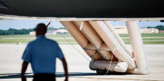 Emergency slide sparks questions on Trump’s new Air Force One before president reveals why